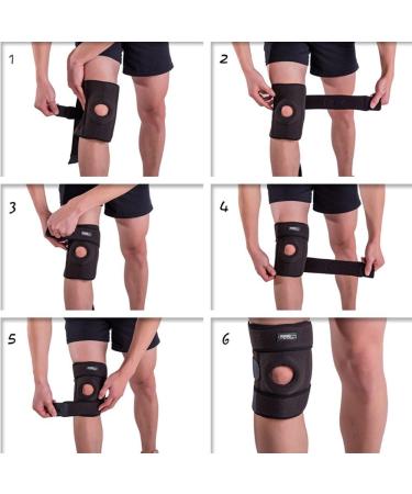 Adjustable Patella Knee Brace for Arthritis Pain and Support with Side Stabilizers - Neoprene Open Knee Sleeve for Meniscus Tear, ACL, Running, MCL, Tendonitis- Black - Buy Online on GoSupps.com