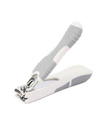 TRIM Simply Foot Toenail Clippers   Quality Steel Blades   Enlarged Opening   Nail Clippers for Thick Nails with Catcher Base   Easy to Use Foot Care Tool   Ideal for Men and Women   White