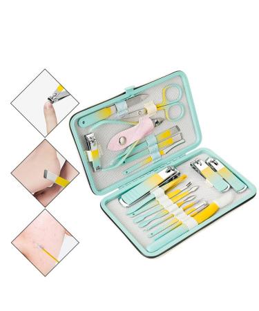 HOYUJI 18-Piece Nail Set Manicure Pliers Fashion Beauty Tools Kit - Professional Care Set for Men and Women - Lime Color - Best Gift Idea for Friends - Buy Online on GoSupps.com