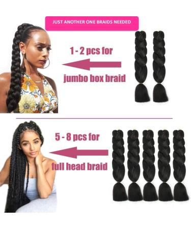 Just Another One 24in Hair Extensions for Jumbo Braiding Colorful Pre Stretched Braiding Hair Heat Resistant Yaki Synthetic African Box Braids Crochet Twist hair for Womens Girls & Unisex Black A1 Black 24 - Buy Online on GoSupps.com