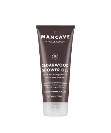 ManCave Cedarwood Shower Gel 200ml for Men Fresh & Wood Aroma Natural Formulation Sulphate and Paraben Free Vegan Friendly Tube made from Recycled Plastics Made in England Cedarwood Shower Gel 200 ml (Pack of 1)