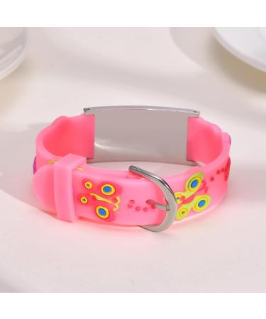 Emergency SOS Bracelet for Kids - Personalized Waterproof ID Armband | Anti-Lost Name & Phone Number - Pink Butterfly Design - Buy Online on GoSupps.com
