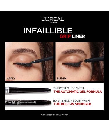 L'Or al Paris Infallible Waterproof Gel Eyeliner - Intense Black 36H Wear Smokey Eyes 1g - Automatic Grip with Integrated Sponge - Buy Online on GoSupps.com