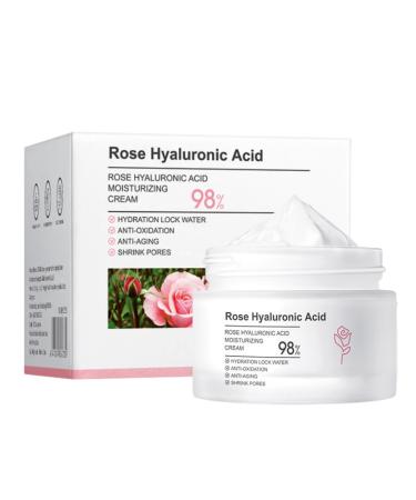 Rose Hyaluronic Acid Face Moisturizer for Women - Moisturiser Face Women - Anti Aging Face Cream - Face Cream with Rose Extract and Hyaluronic Acid - Skin Lightening Cream with Light Texture