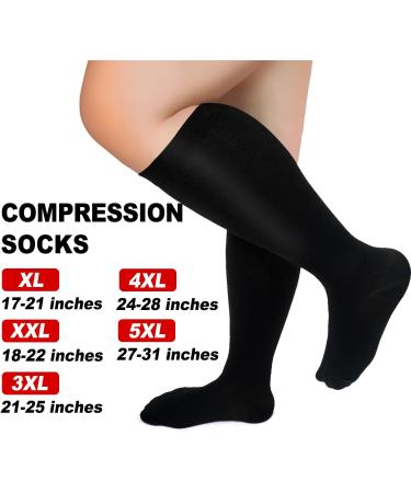 FuelMeFoot Plus Size Compression Socks 20-30 mmHg - Wide Calf for Women and Men - 4X-Large - Circulation Support & Recovery - Black - Buy Online on GoSupps.com