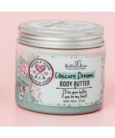 Bella & Bear Unicorn Dreams Body Butter - Skin Care Vegan Cruelty-Free Nourishing Butter Cream - Hydrating & Moisturizing Skincare - All Skin Types - Mango & pineapple with a hint of vanilla - Buy Online on GoSupps.com