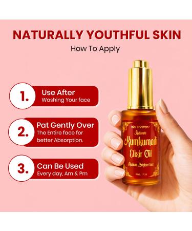 Bio Mystery Authentic Kumkumadi Elixir Oil Rodiont Brighter Face Oil For Glowing Skin Dark Spot Wrinkles and Pigmentation | Rich in Vitamin A & C | 30ml/1 floz - Buy Online on GoSupps.com