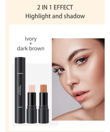 MIRORA Contour Stick 2-in-1 Concealer and Shading Highlighter - Lvory & Dark Brown - Buy Online on GoSupps.com