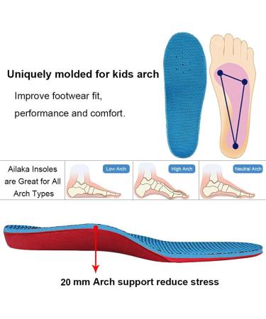 Ailaka Kids Orthotic Arch Support Insoles for Flat Feet & Plantar Fasciitis - Size 3.5-5.5 M US Little Kid - Buy Online on GoSupps.com