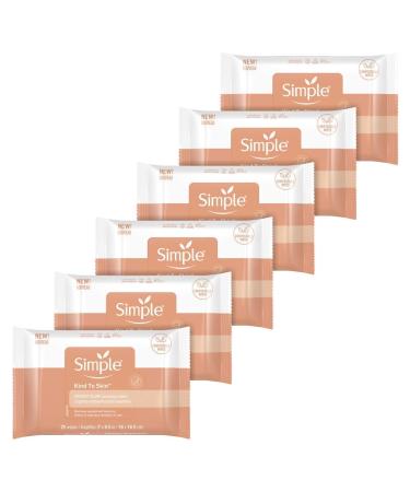 Simple Facial Cleansing Wipes for Stressed Looking Skin Instant Glow & Defend Face Cleansing Wipes that Brightens and Evens Skin Tone 25 Count 6 Pack