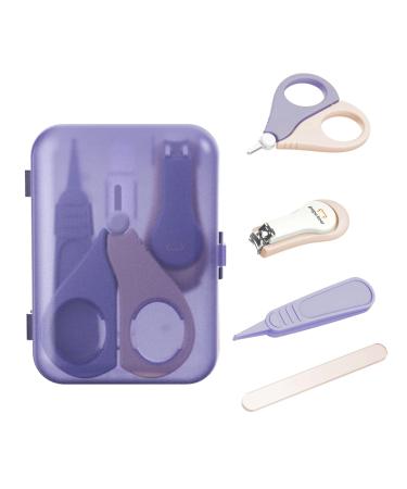 Baby Nail Clippers Set with Cute Case, Infant Fingernail and Toenail File Kit for Newborn Manicure and Pedicure, New Mom Grooming Gift (Purple Box) Purple+green