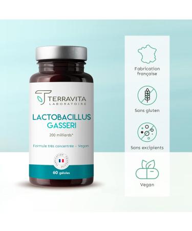 LACTOBACILLUS GASSERI | Ferments Lactiques Minceur | Souche Concentr e 200 Milliards/g | Flore Intestinale Digestion & Ballonnements | 60 G lules Vegan Gastror sistantes | Made in France | Terravita - Buy Online on GoSupps.com
