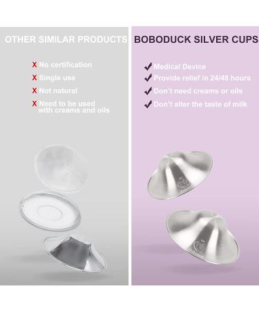 Boboduck Silver Nursing Cups - Nipple Shields for Newborn Breastfeeding - Soothe & Protect Nipples - Trilaminate 999 Silver (Regular Size) - Buy Online on GoSupps.com