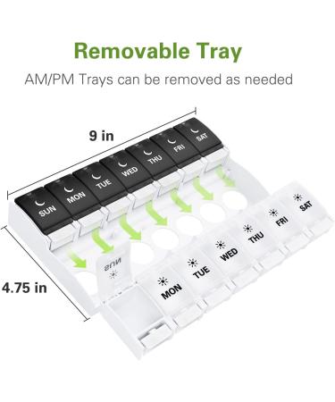 TookMag Extra Large Weekly Pill Organizer 2 Times a Day AM PM Pill Box | 7 Day Pill Cases for Pills, Vitamins & Supplements - Buy Online on GoSupps.com