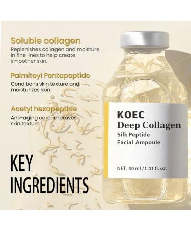 Beautivana KOEC Deep Collagen Silk Peptide Facial Ampoule Face Lifting Serum Intensive Tightening & Smoothing & Hydrating Non-Greasy Gentle Formula 1.01 Fl Oz / 30ML - Buy Online on GoSupps.com