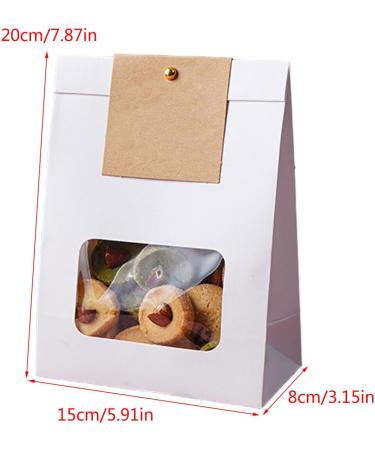 Pack Of 50 Practical Paper Bags Cookie Package Bag With Window Convenient Packaging Bag For Baking Food Parties Supplies White - Buy Online on GoSupps.com