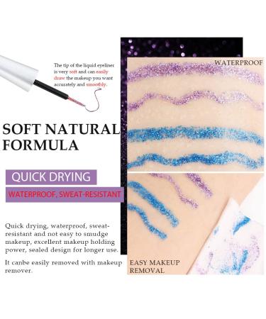 2Pcs Royal Blue Purple Liquid Glitter Eyeliner Set for Women - Sparkly Eyeliner Makeup Kit - Buy Online on GoSupps.com
