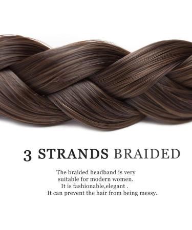 Headband Hair Braid Natural Looking Synthetic Hair Piece Extension Highlighted Plaited Braids Elastic Stretch Hairpiece Women Girl Beauty Accessory - Maroon & Ash Brown - Buy Online on GoSupps.com