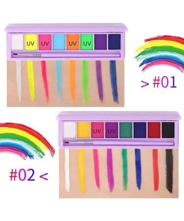 Beteligir 8 Colors Water Activated Eyeliner Palette Neon Face Paint Colored Retro Hydra Liner Makeup Matte Graphic Eyeliner UV Glow Fluorescent White Body Paint (02Set) - Buy Online on GoSupps.com
