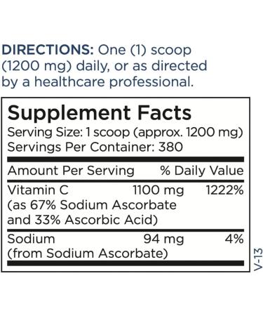 Metabolic Maintenance Vitamin C Powder - 1000mg Premium Ascorbic Acid & Sodium Ascorbate - Immune Support & Adrenal Health - 1lb / 454g - Buy Online on GoSupps.com