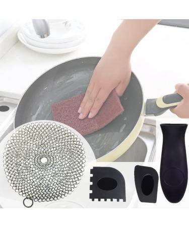 Stainless Steel Scrubber Set for Cast Iron Iron Pans Cleaning Tools Set - Buy Online on GoSupps.com
