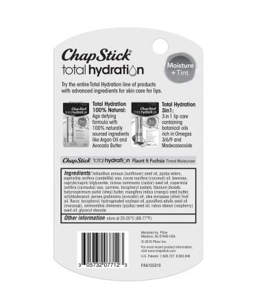 ChapStick Total Hydration Moisture + Tinted Lip Balm Tube - 0.12 Oz - Flaunt it Fuchsia - Buy Online on GoSupps.com