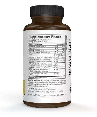 COHALA WELLNESS Mellow - Mood Supplement Ashwagandha GABA St Johns Wort 5HTP Calm Stress Support Self Care - 60 Capsules - Buy Online on GoSupps.com