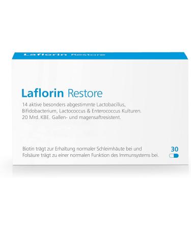 Laflorin Restore - Probiotic Intestinal Renovation with 14 Cultures | 30 Pieces - Lab-Tested Gut Health Solution - Buy Online on GoSupps.com