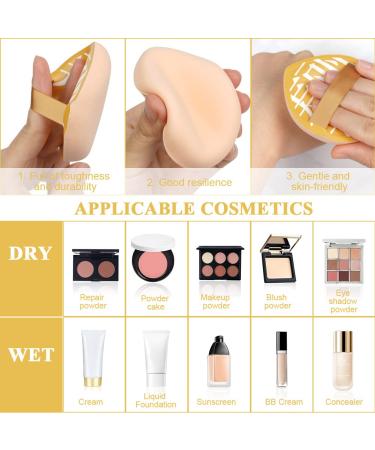Auauy 2pcs Makeup Sponge - Washable Reusable Beauty Blender for Loose Powder & Liquid Cosmetics - Wet/Dry Makeup Tool - Yellow - Buy Online on GoSupps.com