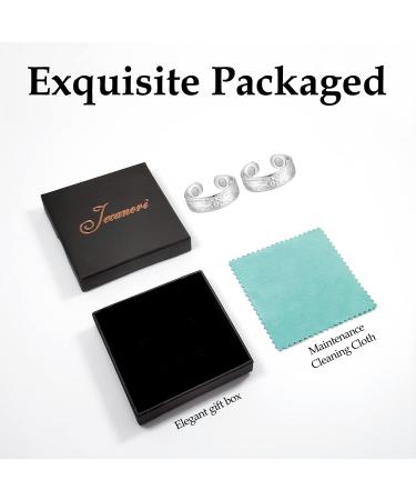 Jecanori Copper Magnetic Rings 2Pcs - Retro Style Solid Copper, 4X Magnets, Adjustable Size - Includes Jewelry Box - 2 Plum Silver - Buy Online on GoSupps.com