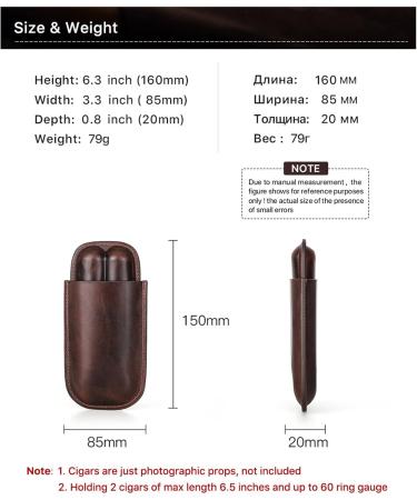 LYGA Real Leather Cigar Holder for 2 Portable Cigar Humidor Handmade Leather Cigar Organizer. - Buy Online on GoSupps.com