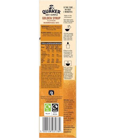 Quaker Oats So simple Golden Syrup Sachets (6 x 36g) - 2 Pack | 100% Wholegrain Golden Syrup Flavour Ready In 2 Mins Helps Lower Cholesterol. - Buy Online on GoSupps.com