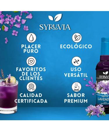 Syruvia Sirop de lavande sans sucre 750 ml Sirop aromatisant de caf de qualit sup rieure. 0 calories casher et sans gluten. Parfait pour les boissons sodas shakes desserts et plus encore. Lavande 25.4 ml (Lot de 1) - Buy Online on GoSupps.com
