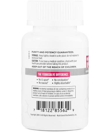 NBI FerroSolve 45mg High Potency Iron Supplement | 30ct Veggie Capsules | GI Safe - Buy Online on GoSupps.com