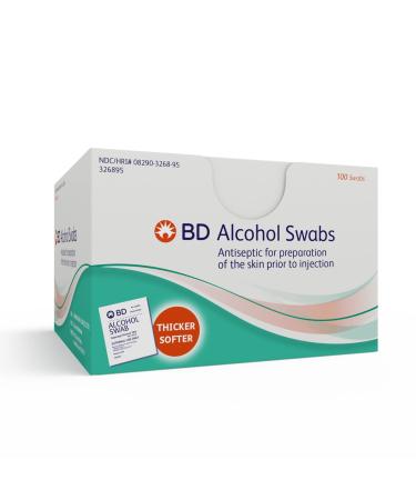 BD Alcohol Wipes, 1,200 Individually-Wrapped Prep Pads, 70% Isopropyl Alcohol (12 Boxes of 100)