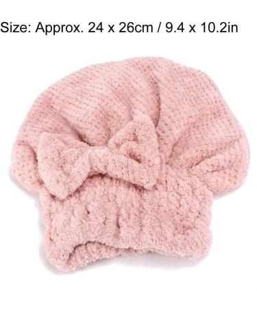 Filfeel Hair Drying Cap - Super Absorbent Coral Fleece Quick-Drying Make-Up Hat for Swimming - Pink (9.4in x 10.2in) - Buy Online on GoSupps.com