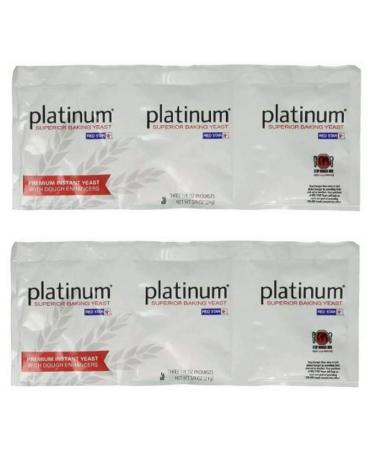 Red Star Platinum Premium Instant Yeast with Dough Enhancers - Three 1/4 oz Packages per Sleeve (Two Sleeves for Total of 6 pkgs)