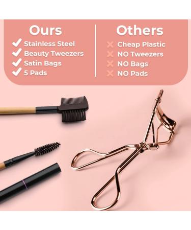 Rose Gold Eyelash Curler Kit with 5 Replacement Pads - Universal Lash Curler for Women - Buy Online on GoSupps.com
