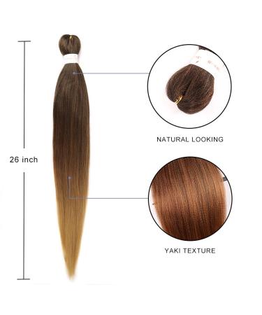 26 Inch Ombre Pre Stretched Braiding Hair Extension 8 Packs - Professional Synthetic Fiber for Twist Braids - Hot Water Setting - Ideal for Black Women (1B/30/27) - Buy Online on GoSupps.com