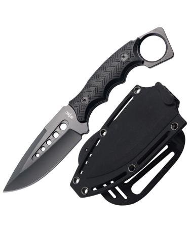 S-TEC 9" Full Tang Tactical Knife with ABS Swivel Sheath - GEN 2 - Steath Black