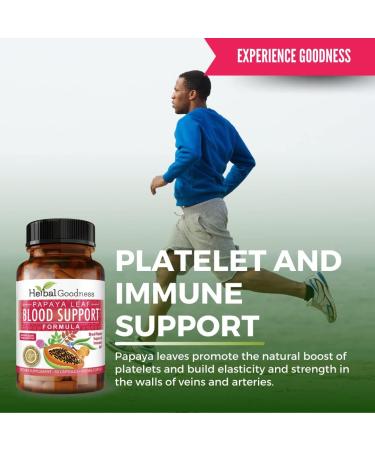 Papaya Leaf Blood Support Capsules - Immune and Platelet Health - Herbal Cleanse Formula - Made in USA - 30 Veggie Capsules - Buy Online on GoSupps.com