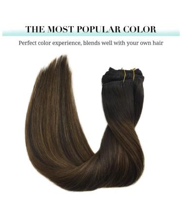 Doores Clip-In Hair Extensions: 50cm Balayage Dark Brown to Chestnut Brown - 120g Remy Real Hair | 7 Pieces Natural Look - Buy Online on GoSupps.com