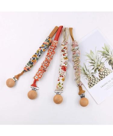 Amara Pacifier Clip: Floral Cloth & Wood Design with Free Surprise - Buy Online on GoSupps.com