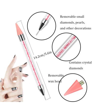 Wax Pencil for Rhinestones with Acrylic Handle | Dual End Rhinestone Picker Dotting Pen | Extra 3 Wax Pen Tips | Crystal Gemstone Applicator Tool for Nail Art - 3 pieces - Buy Online on GoSupps.com