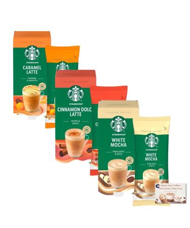 Cc1st Customers Come 1st Premium Instant Coffee Bundle Consists of Starbucks White Mocha Caramel Latte and Cinnamon Dolce 15 Sachets 335g Total - Buy Online on GoSupps.com