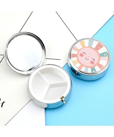 Travel Pill Box with 3 Compartments - Portable Medicine Organizer for Purse & Pocket - Sun Rays Design - Buy Online on GoSupps.com
