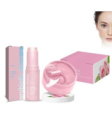 Eye cream stick 3 g rosehip eye cream and 60 pieces rose eye mask reduces puffiness and fine lines moisturizes and firms the skin around the eyes eye cream