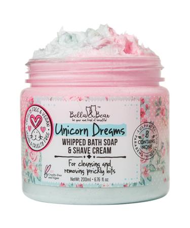 Bella & Bear Unicorn Dreams Whipped Bath Soap, SLS Free, Paraben Free, Cruelty-Free, Vegan Body Wash And Shave Cream, 6.7oz 7 Ounce (Pack of 1)