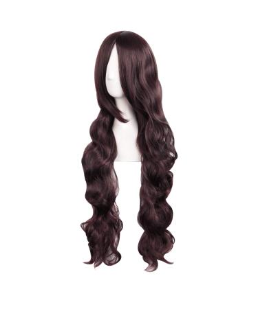MapofBeauty 31/80cm Dark Brown Long Curly Anime Wig | Glamorous Female Hair | International Shipping - Buy Online on GoSupps.com