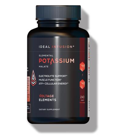Potassium Malate 1389mg - ATP Production & Cellular Energy Electrolyte Balance - Elemental Potassium 500mg (240 Capsules) Vegan